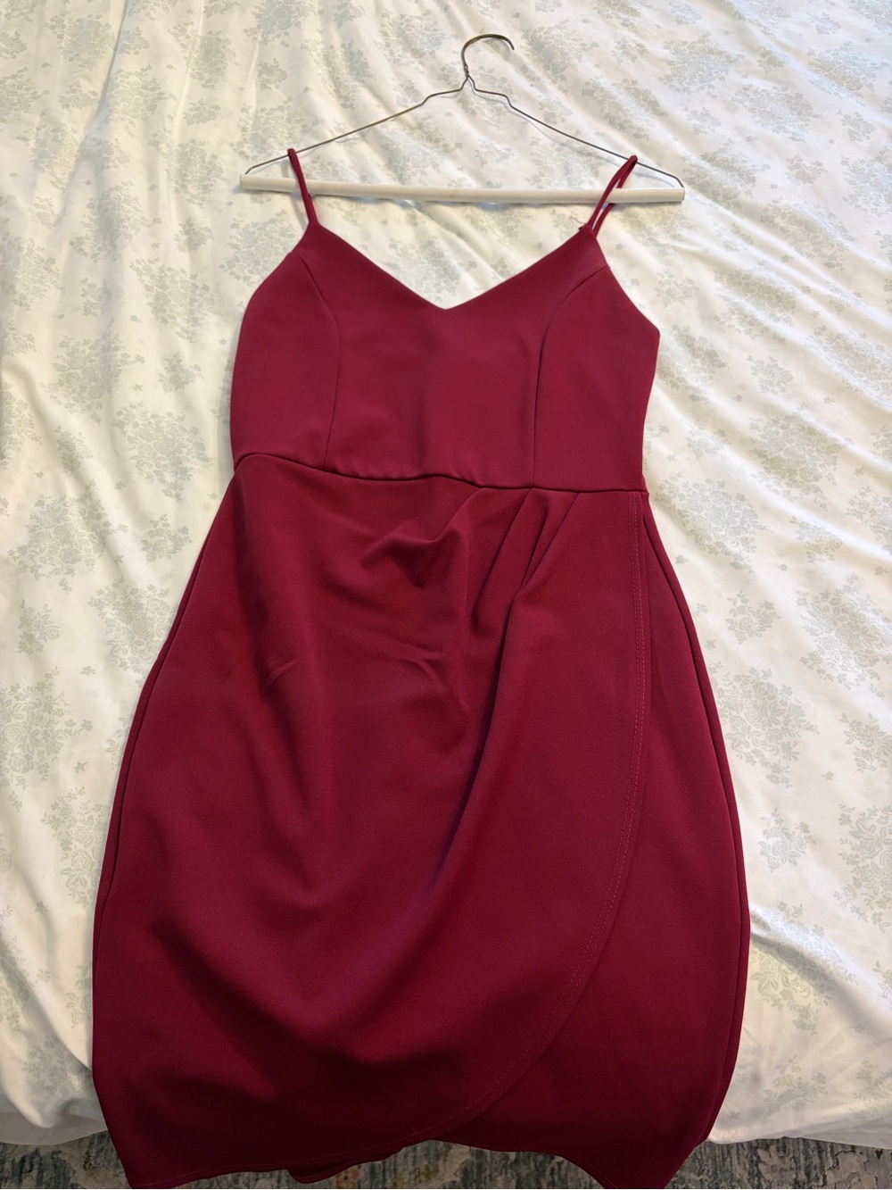 Lulu's Burgundy Spaghetti Strap V-Neck Mini Dress